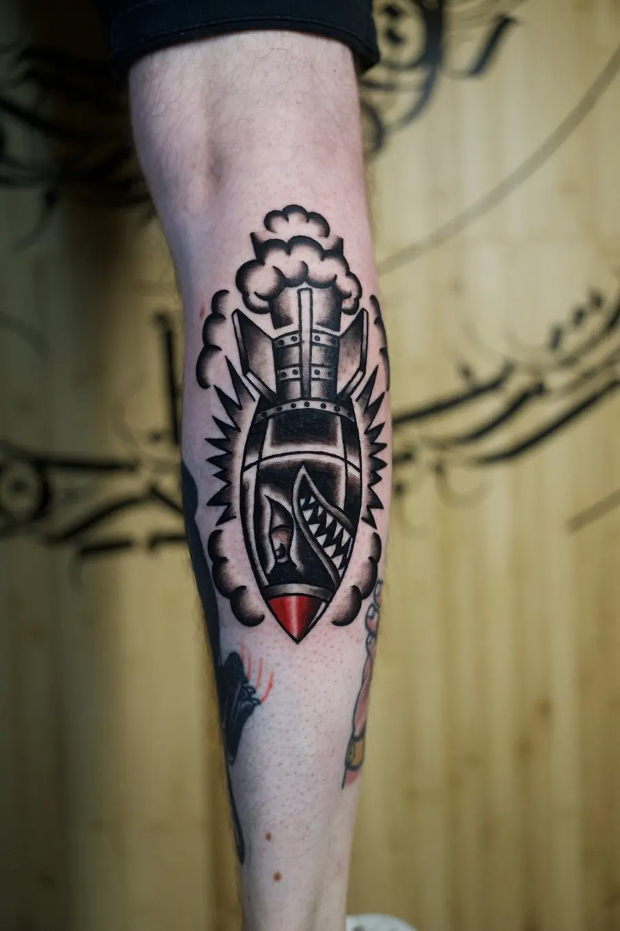 American traditional bomb tattoo by Clayton Parnell, West Palm Beach